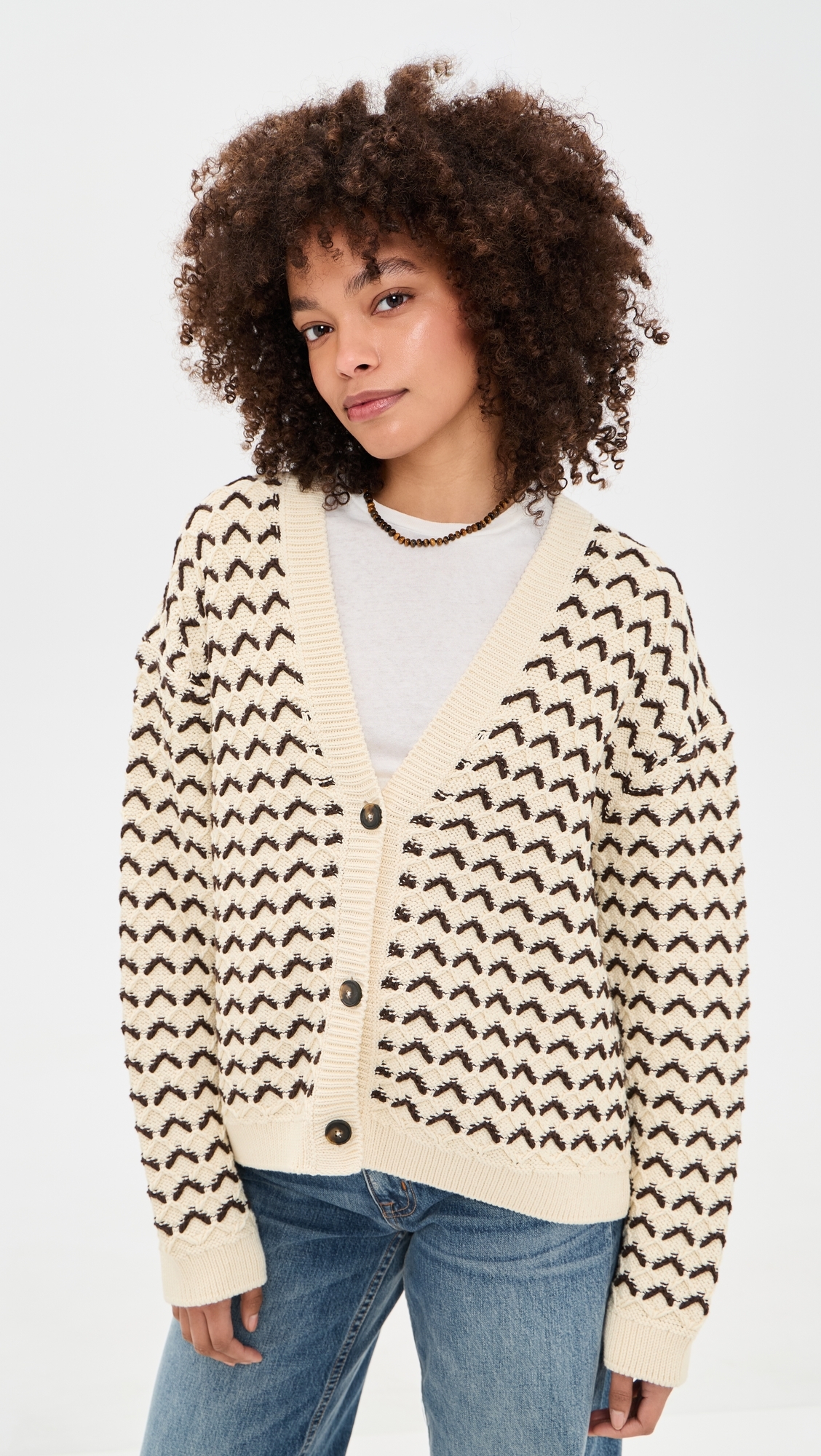 V Neck Cardigan Witherit Beige