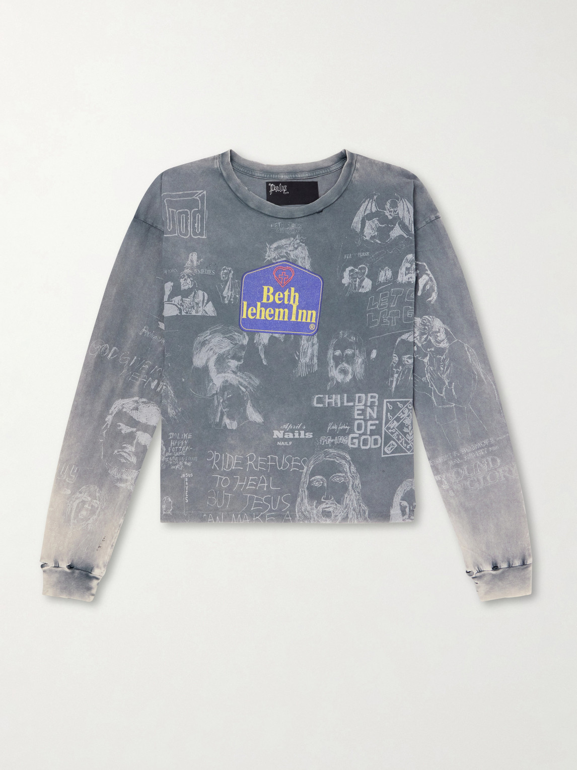 Bethlehem Inn Distressed Printed Cotton-Jersey Shirt