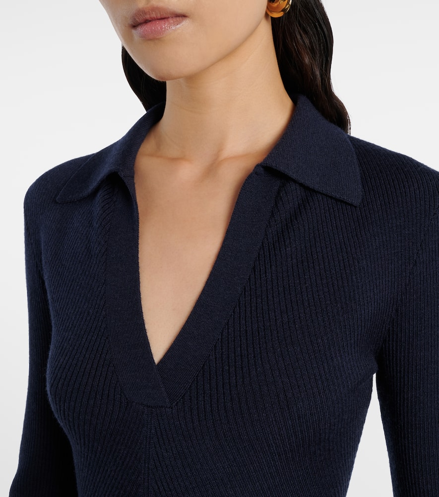 Austin ribbed-knit wool polo sweater
