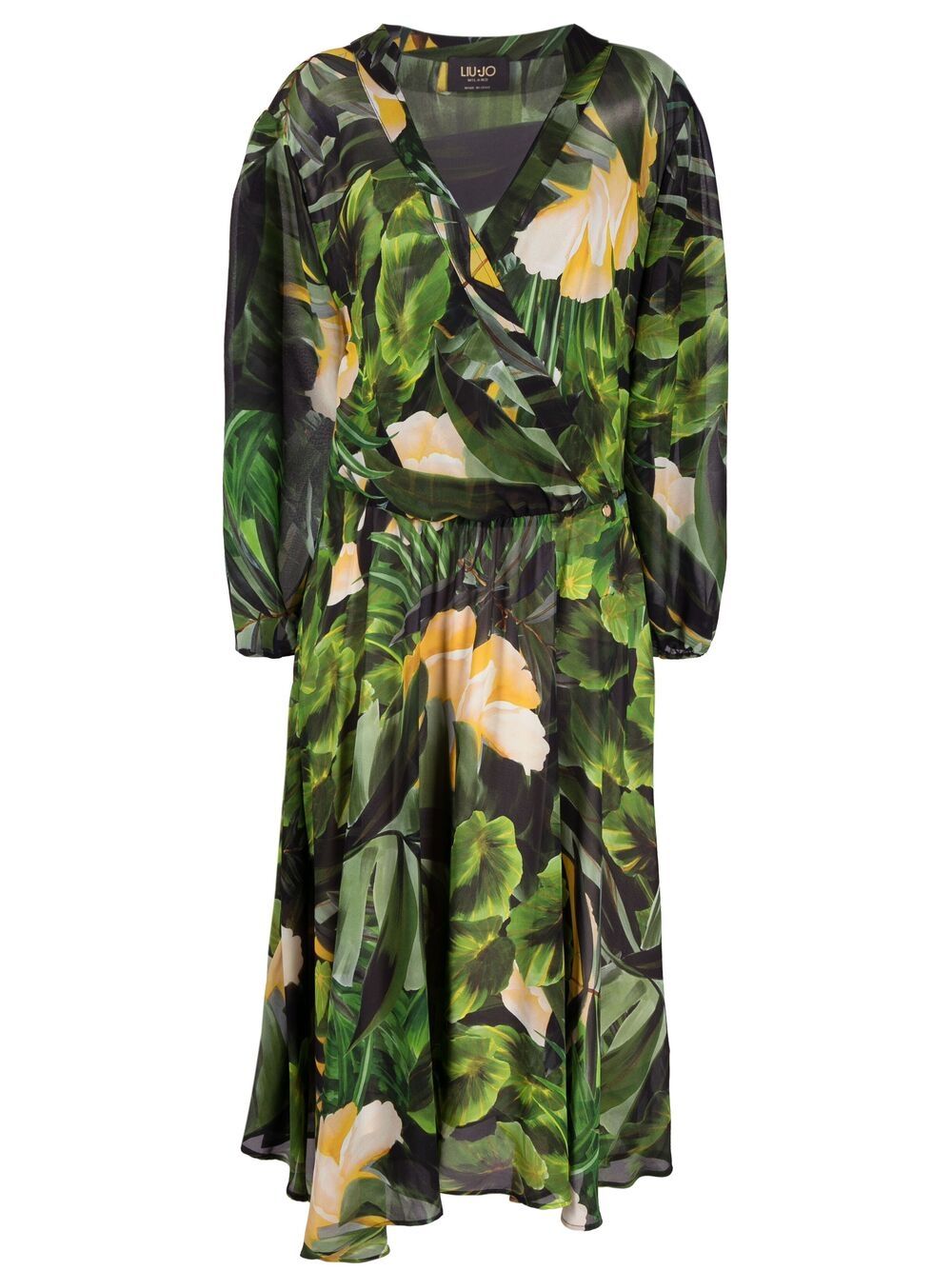Tropical-print midi dress - Green