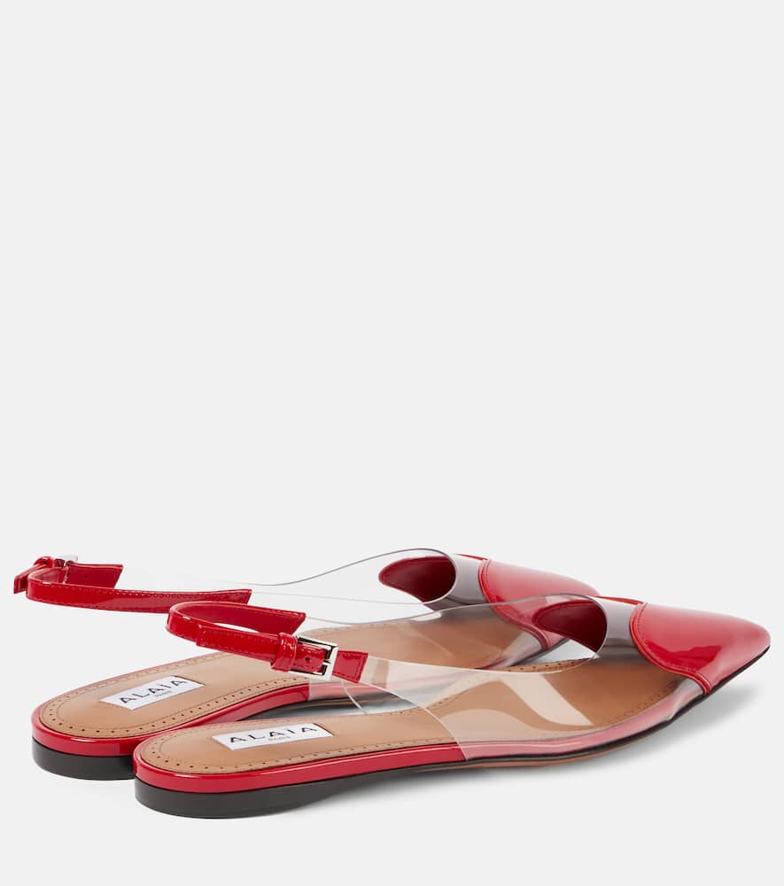 Alaïa Le Caur patent leather and PU slingback flats