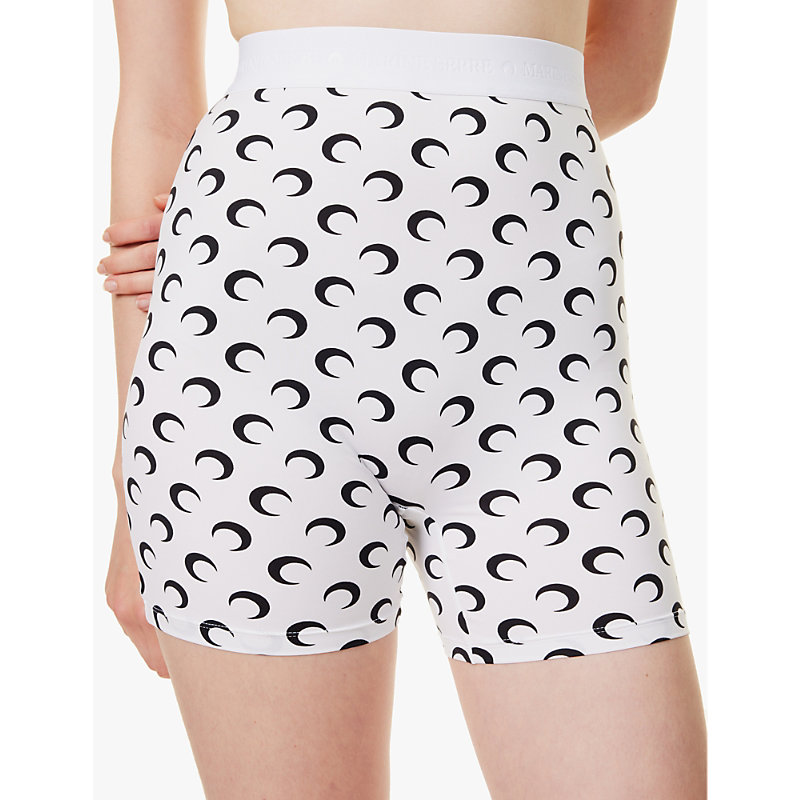 Womens WH00 Optical White Moon-print High-rise Recycled Stretch-jersey Shorts