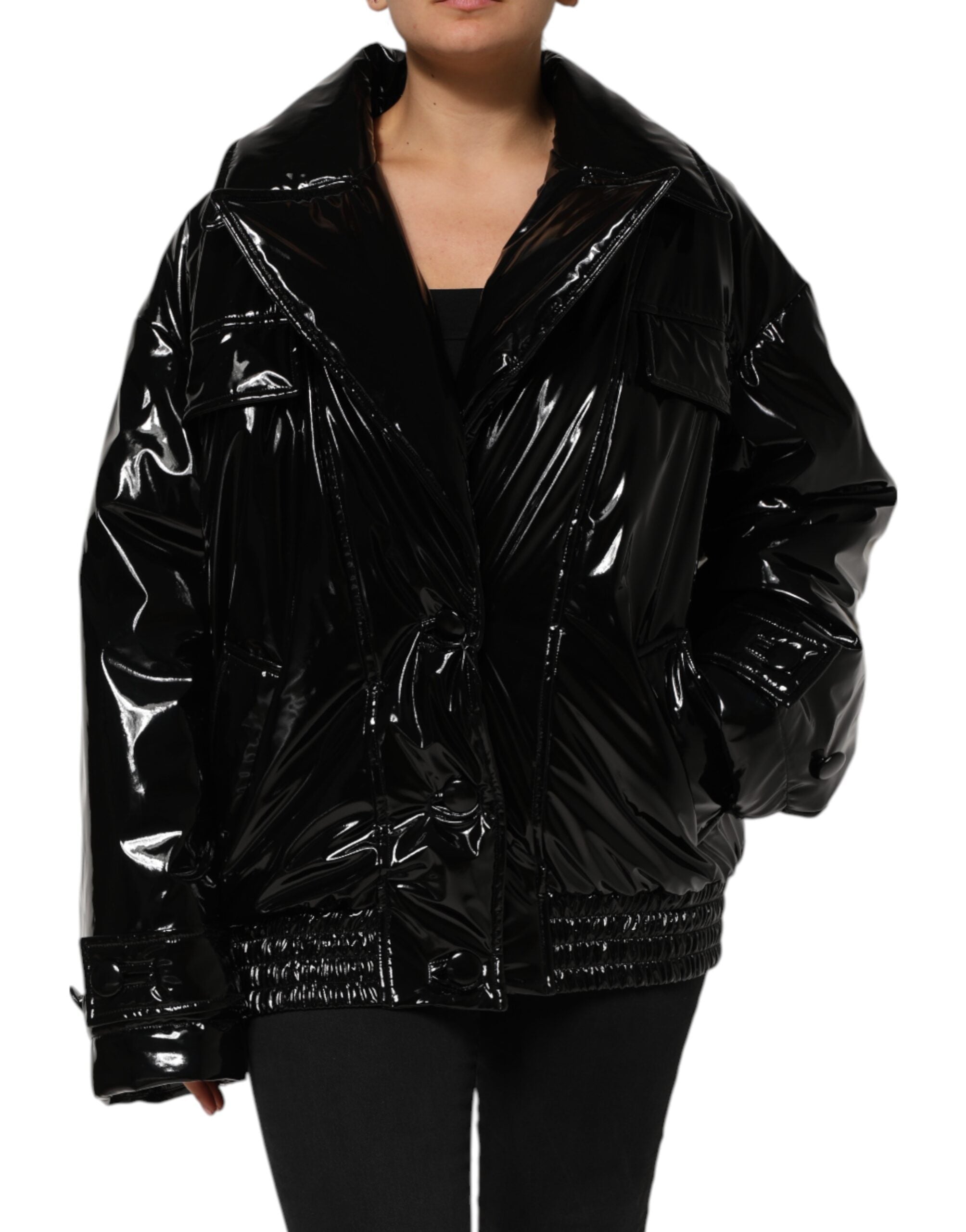 Quilted Polyester Puffer Jacket — Black