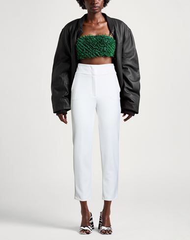 Woman Pants White Size 4 Polyester, Elastane