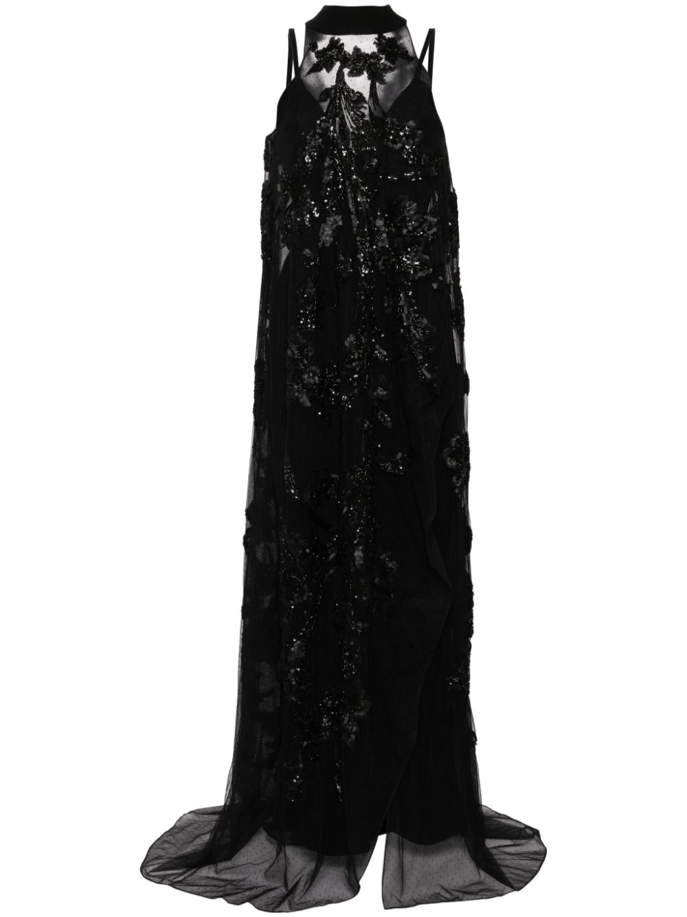 Jumpsuit with beaded maxi top - Black