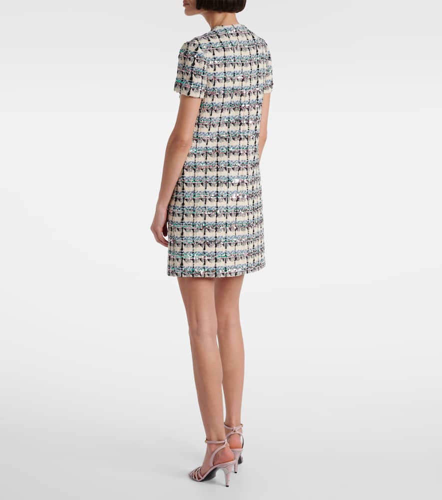 Embellished checked tweed minidress