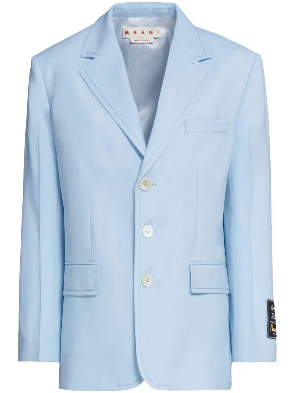 Single-breasted wool blazer - Blue
