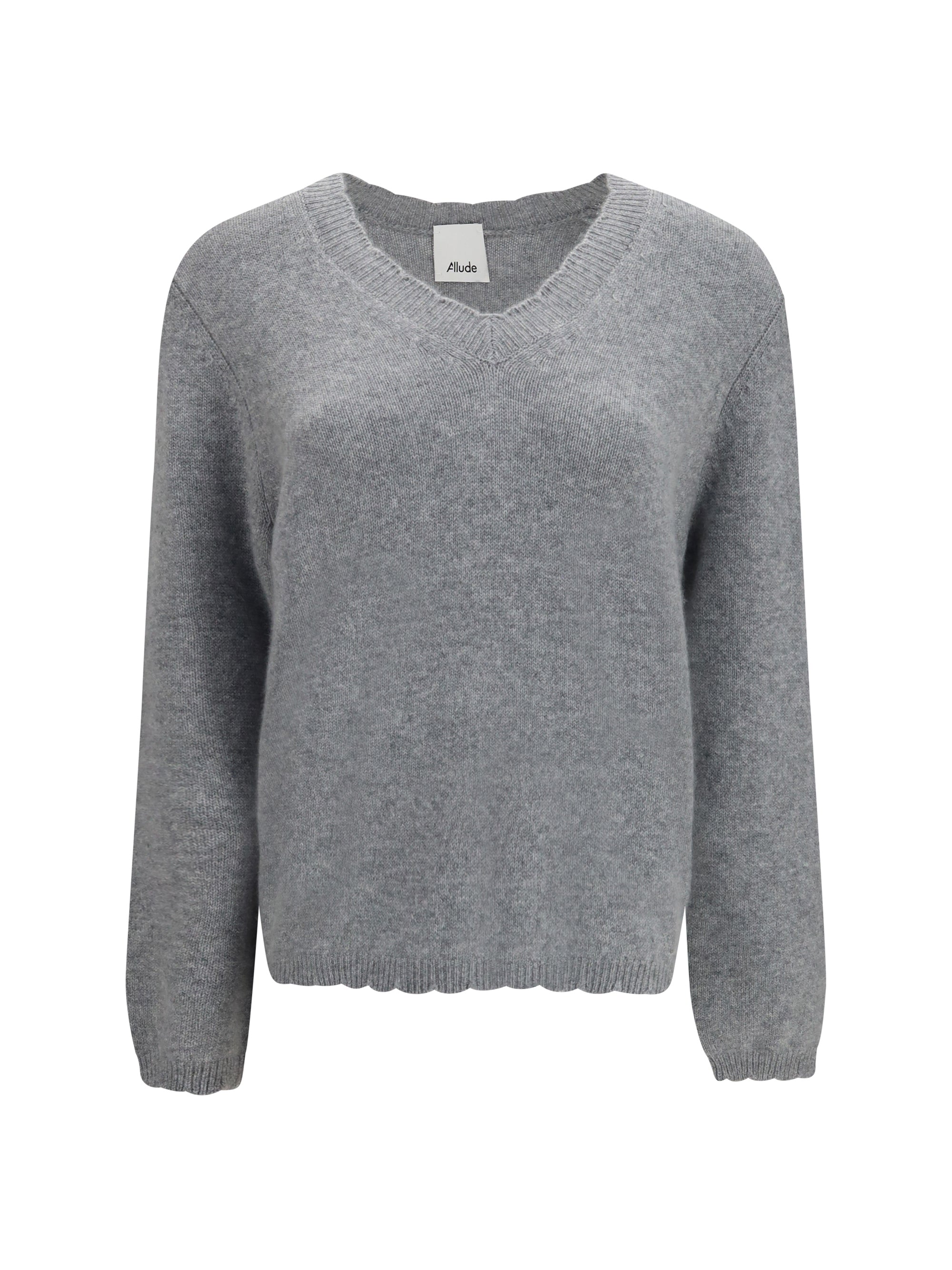 V-Neck Cashmere Sweater — Gray