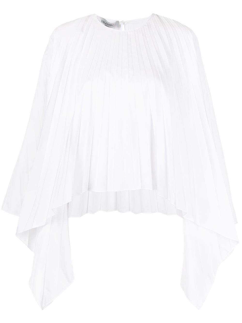 Valentino Garavani pleated bell-sleeves top - White