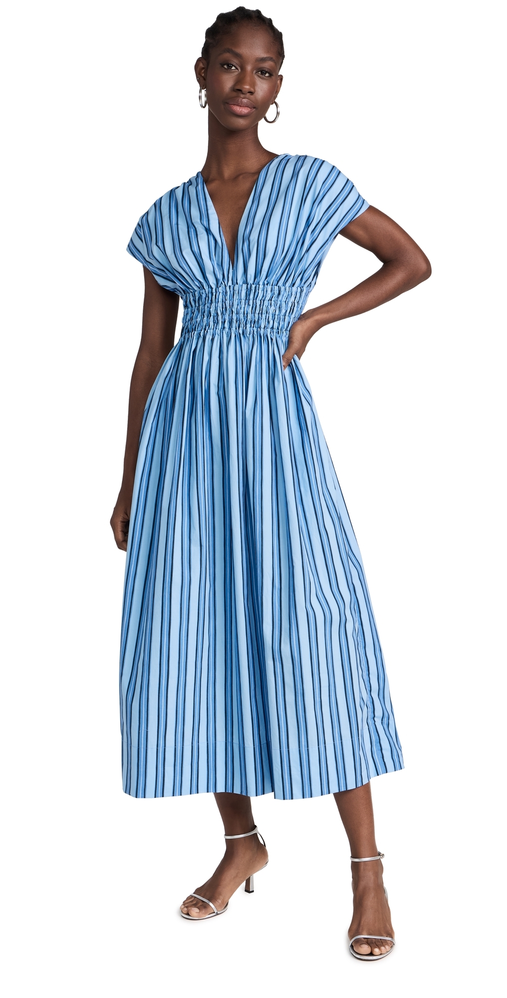 Agnes Midi Dress Akaia Stripe -Blue XXL