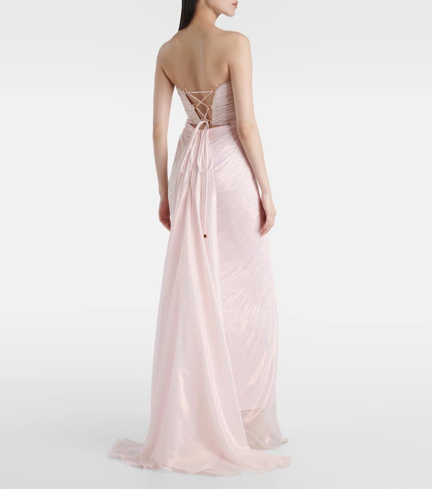 Meilien pleated silk-blend chiffon gown