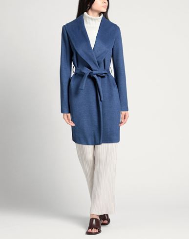 Woman Coat Slate blue Size 8 Polyester, Viscose, Elastic fibres