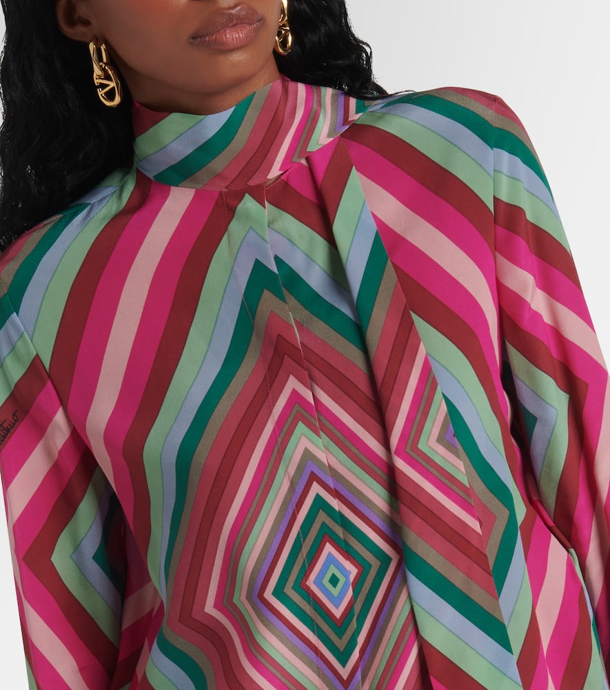 Tie-neck silk crêpe de chine shirt