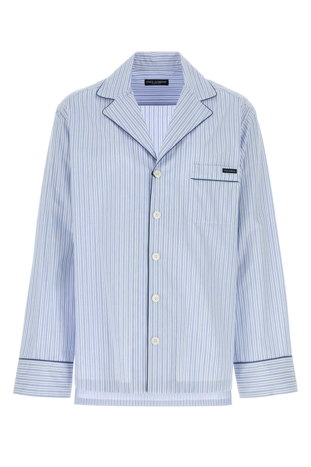 Striped Cotton-Silk Poplin Shirt — Blue