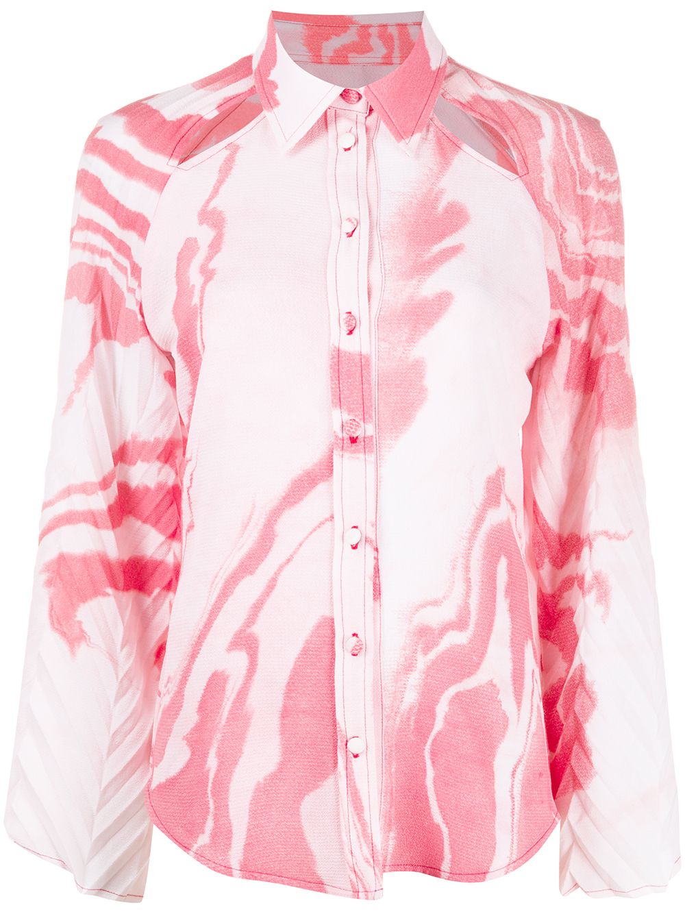 Cutout abstract-print shirt - Pink