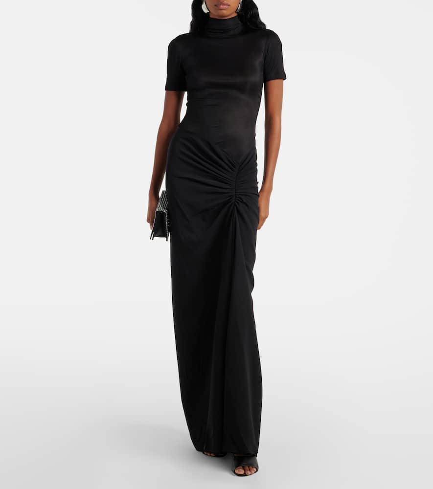 Christopher Esber Fusion gathered jersey and crêpe maxi dress