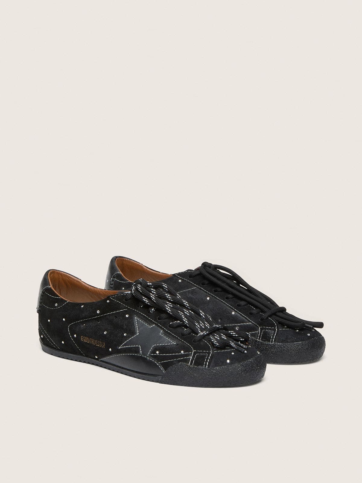 Golden Goose - Men's True-star In Black Suede With Swarovski Crystals And Black Leather Star, Man