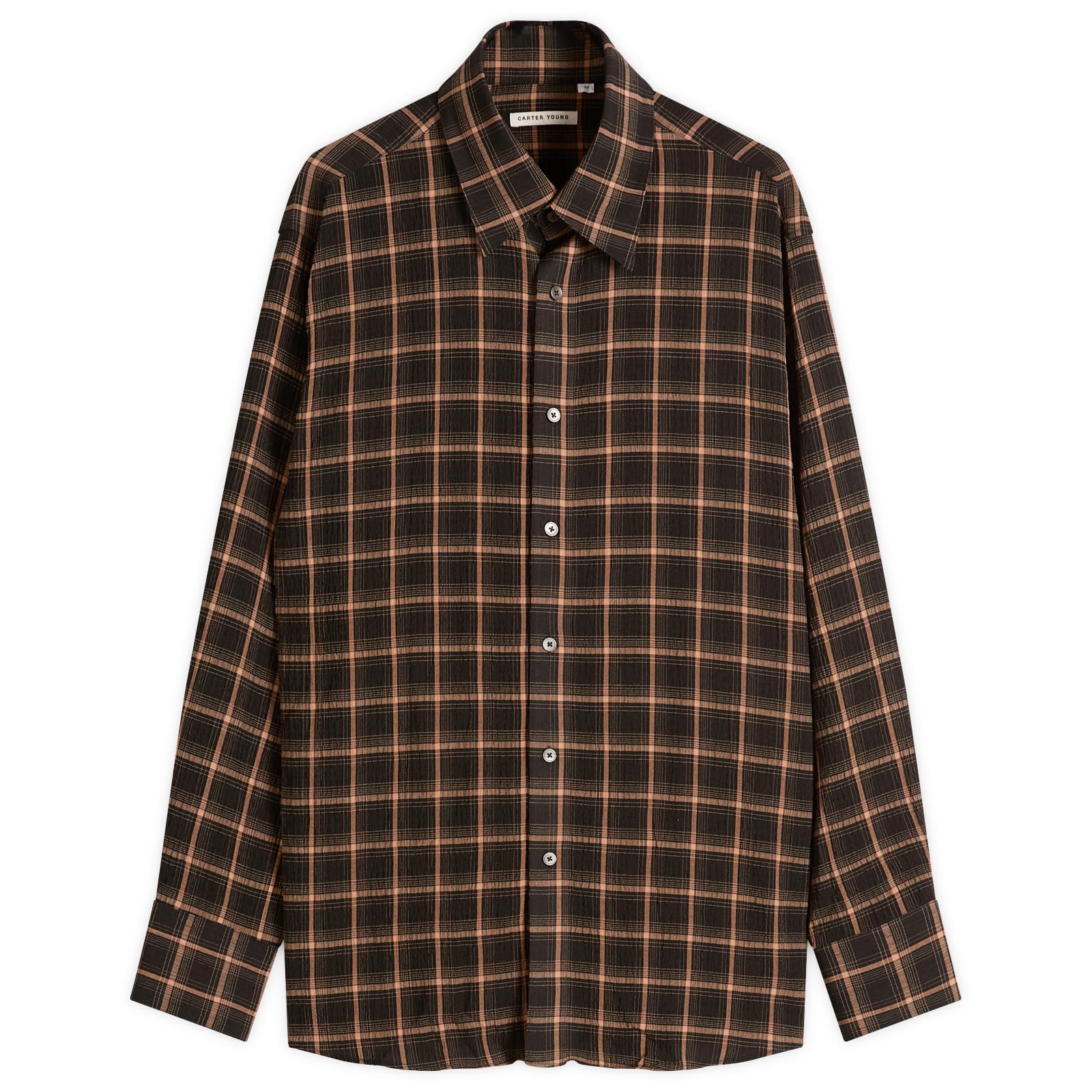 Men's Plaid Business Shirt Brown Check