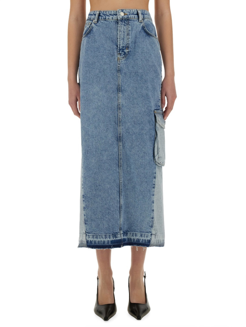 Moschino - long denim skirt with pockets and loop