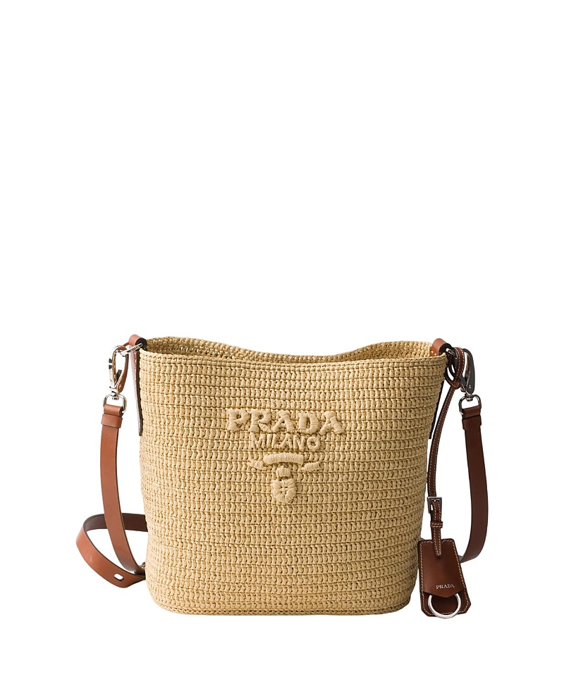 Small Crochet And Leather Bucket Bag