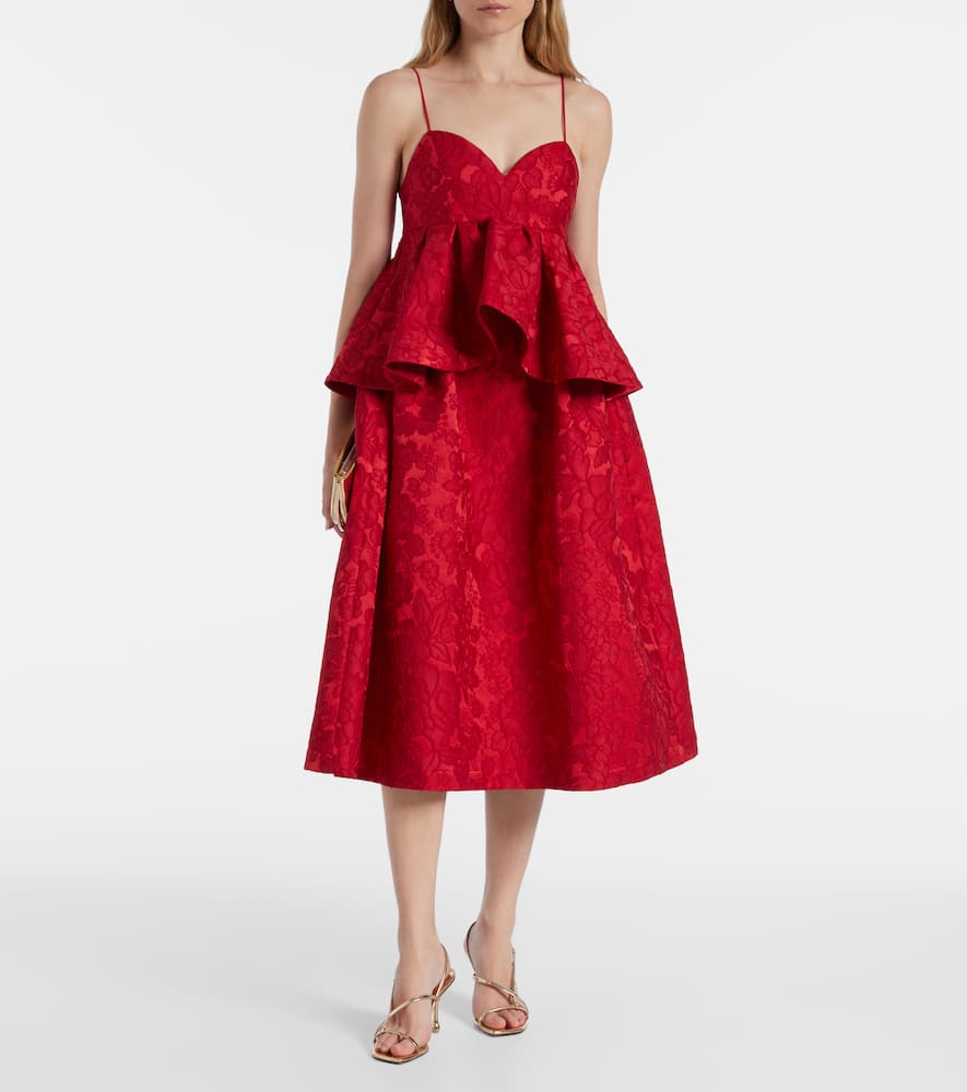 Satine matelassé jacquard midi dress