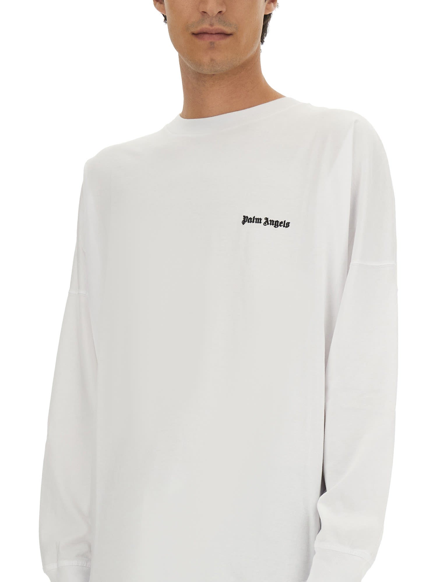 Embroidered-logo long-sleeve T-shirt - White