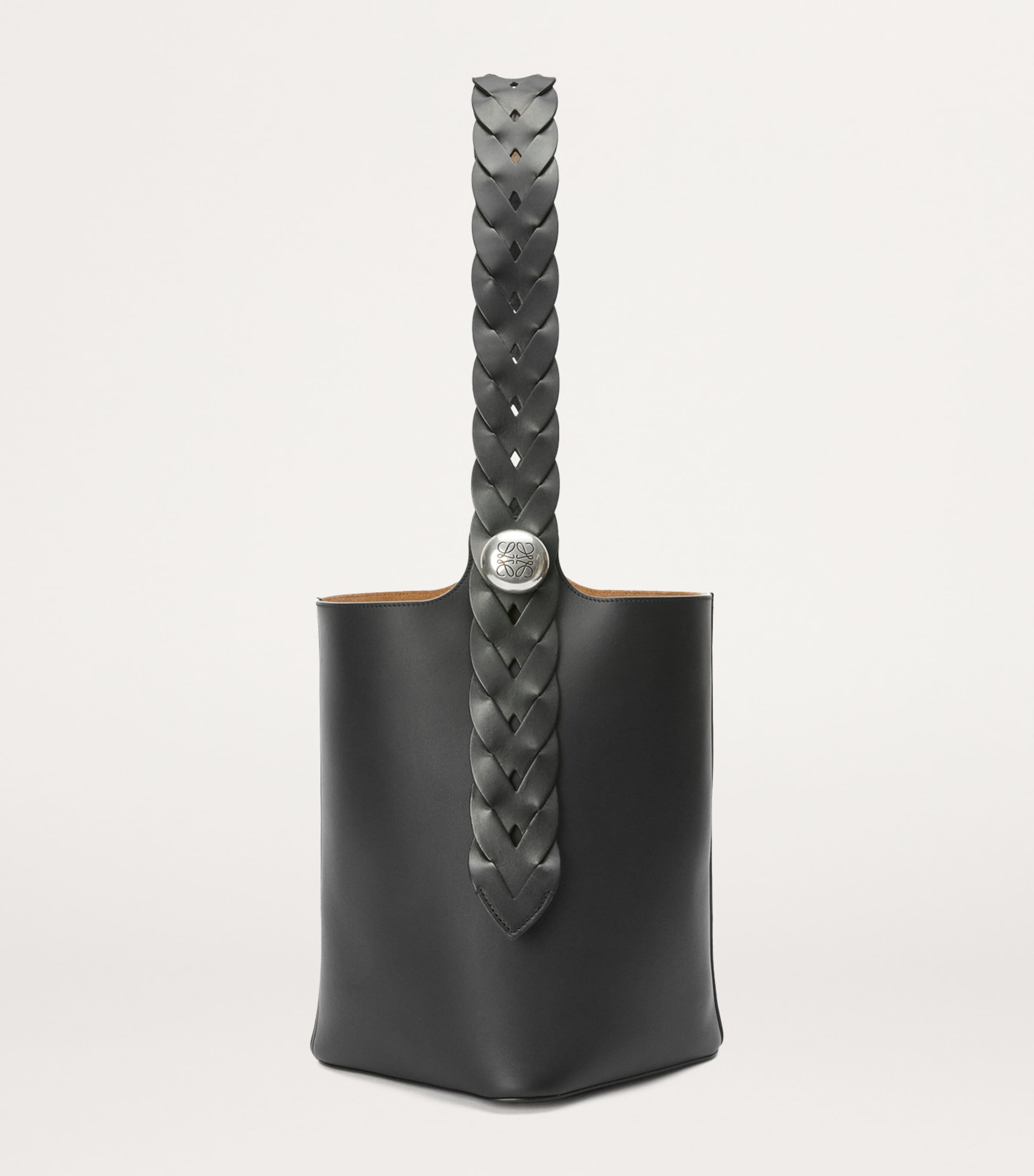 Leather Woven Pebble Bucket Bag