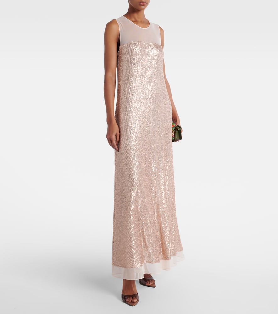 Norma Kamali Floral-applique sequined gown