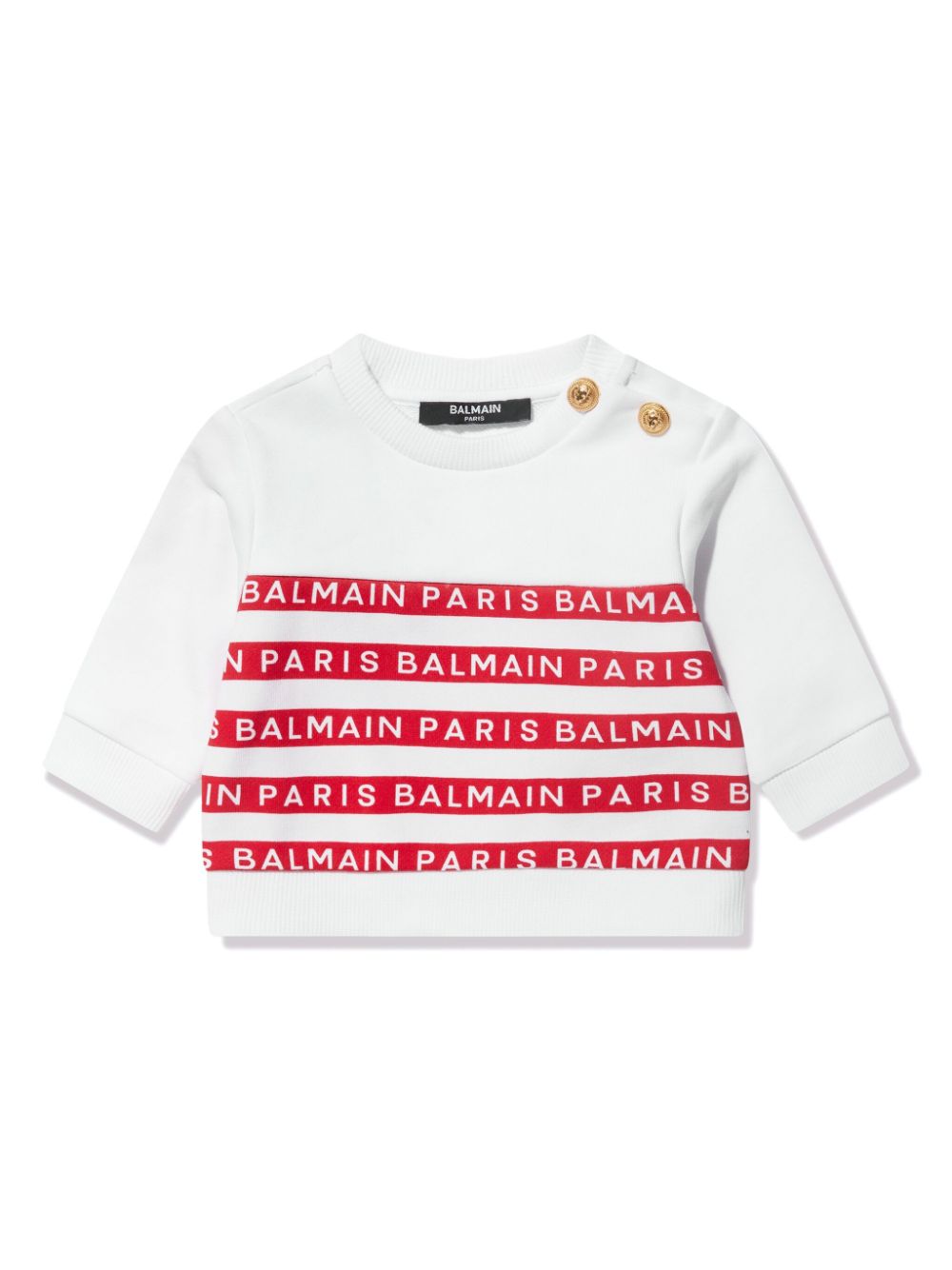 Logo stripe-print cotton sweatshirt - White