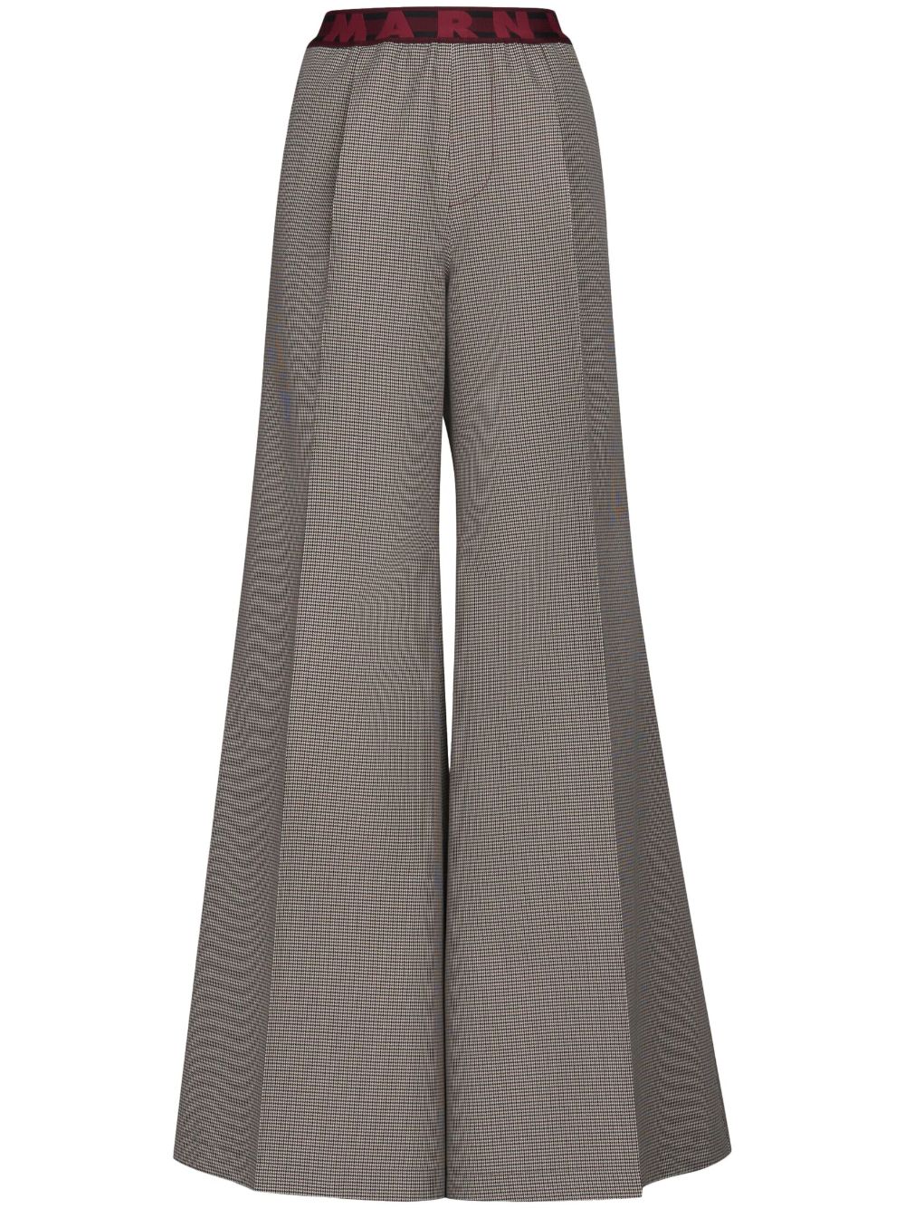 Logo-waistband houndstooth flared trousers - Multicolour