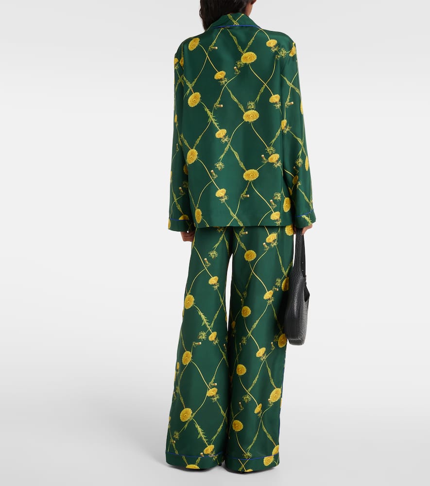 Floral silk poplin pajama shirt