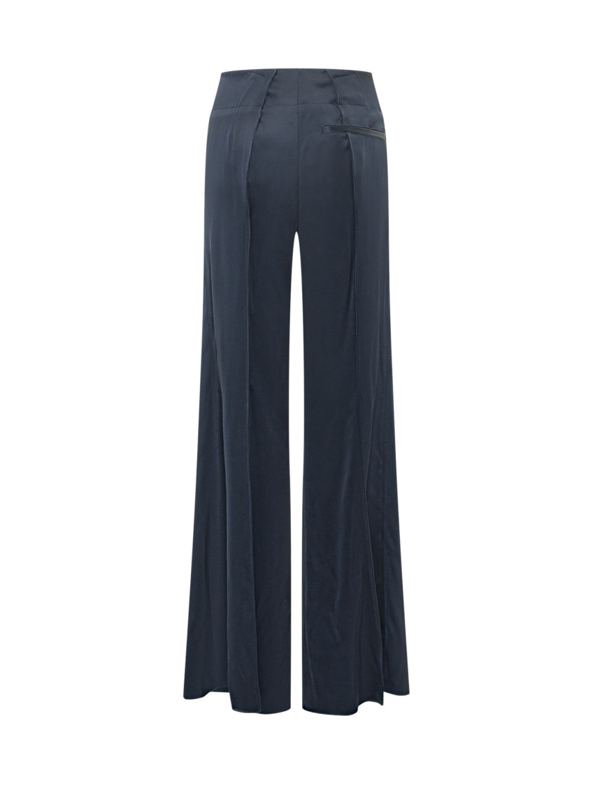 Blue Regular Flat Front Pants