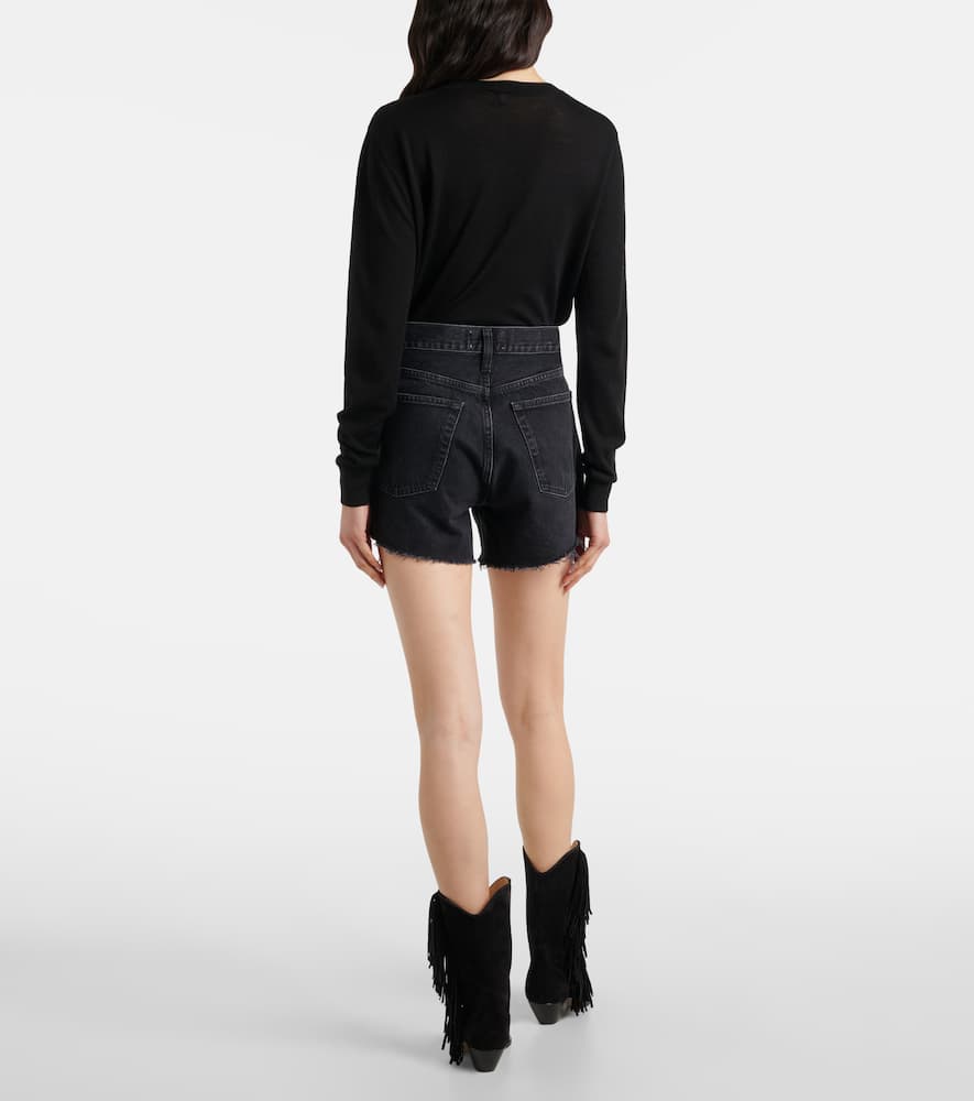Parker Long high-rise denim shorts