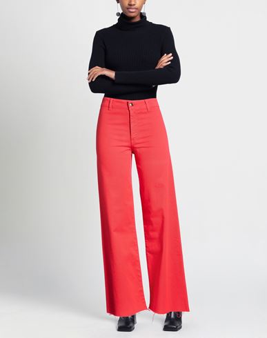 Woman Pants Red Size 12 Cotton, Elastane