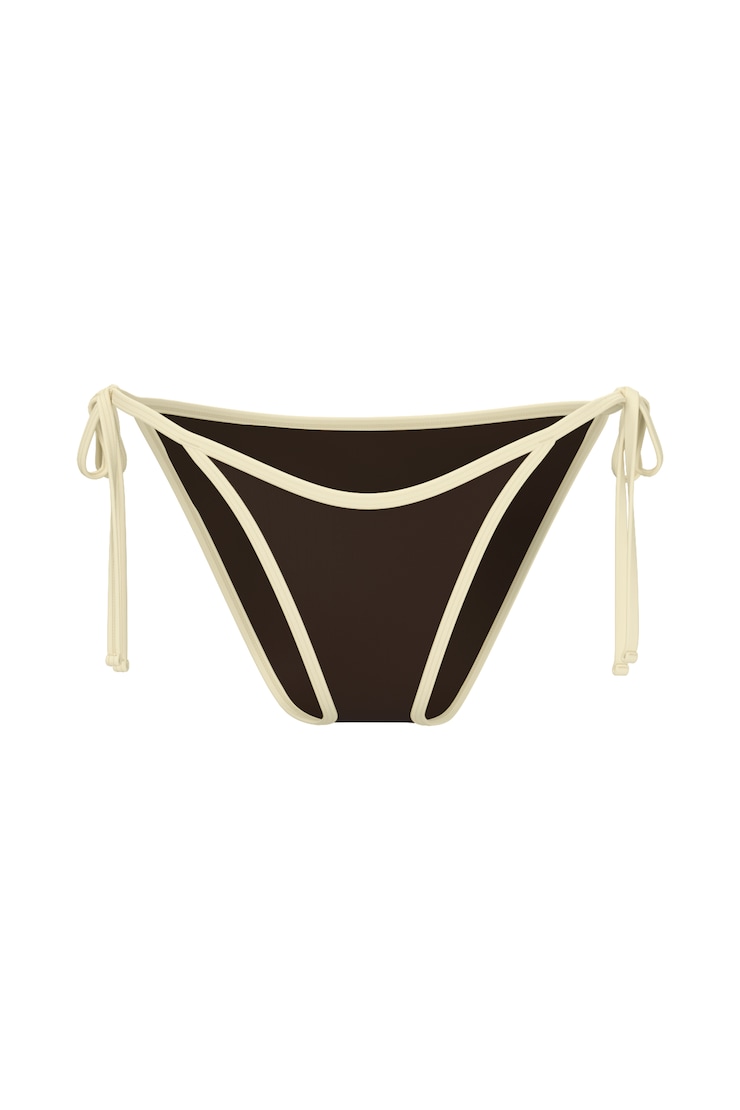 Cheeky Side Tie Bikini Bottom - Brown - Women Clothing