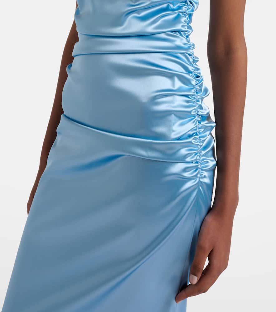 Ruched satin cocktail dress