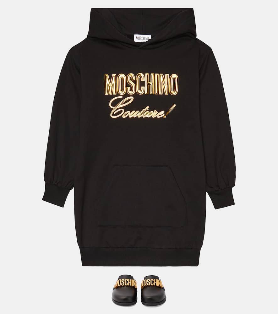 Moschino Kids Logo leather mules