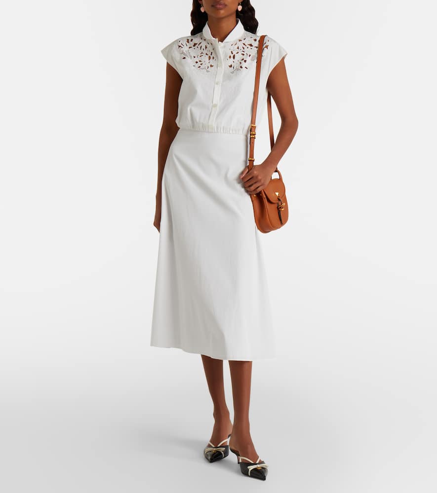 Guipure lace-trimmed cotton midi dress