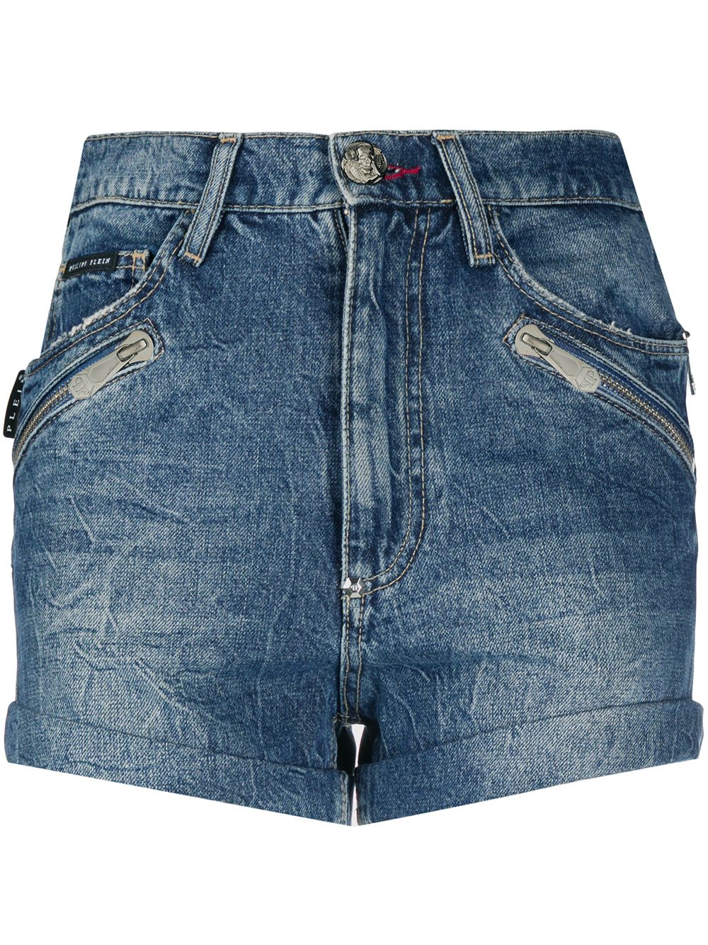 Multi-pocket denim shorts - Blue