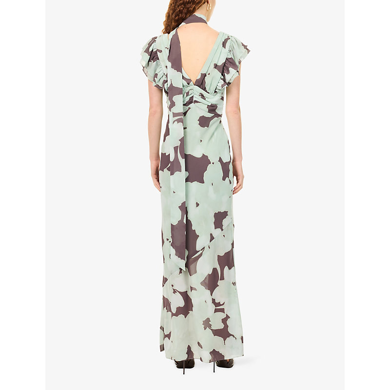 Womens Andi Ruffle Crepe Maxi Dress