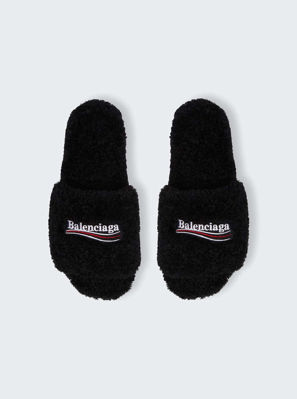 Furry Slide Sandal Black