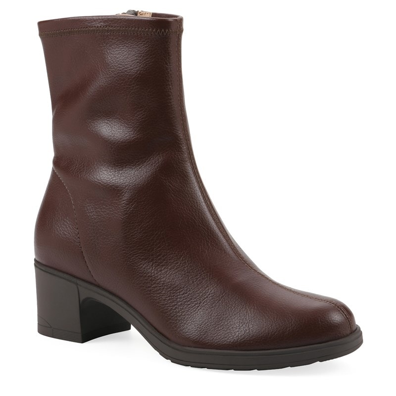 Women's Huda Block Heel Ankle Booties (Brown Smooth)