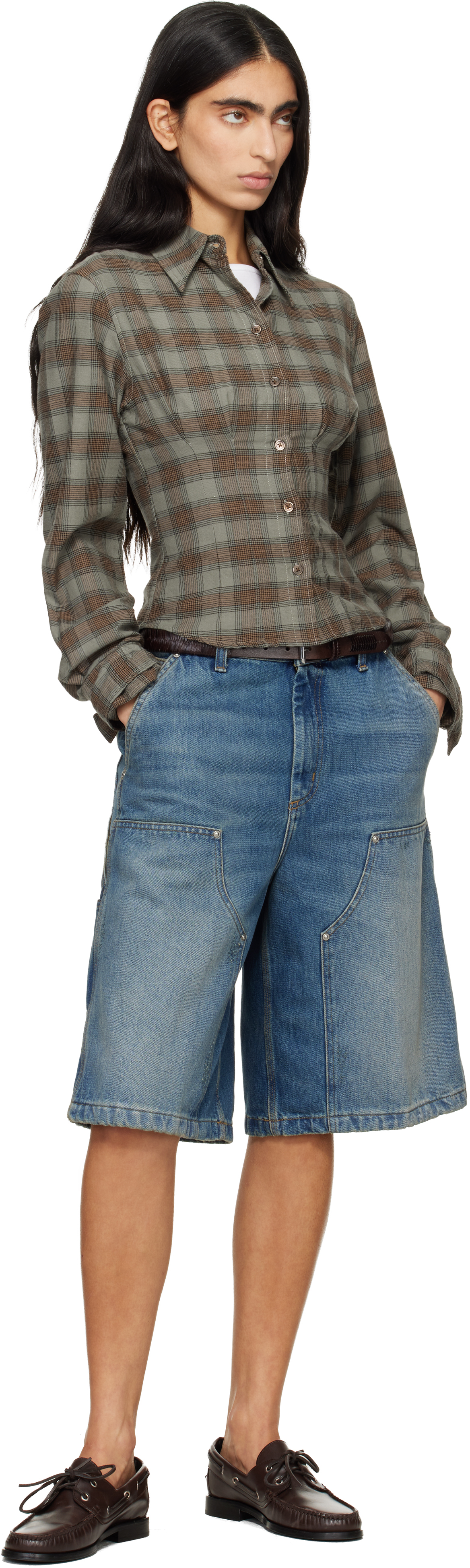 Blue Nixon Double Knee Denim Shorts