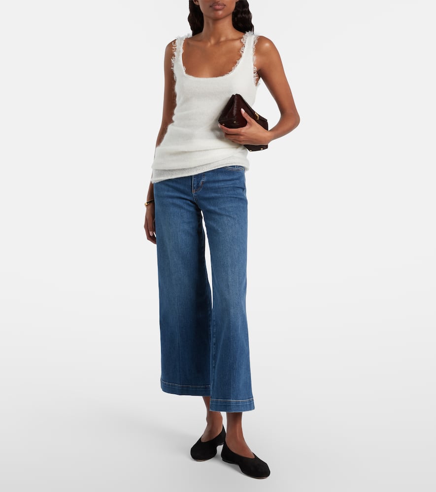 Seamed cropped wide-leg jeans
