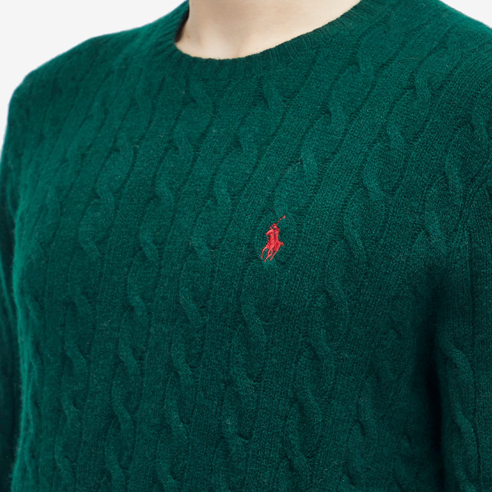 Men's Wool Cashmere Cable Knit Jumper in Moss Agate