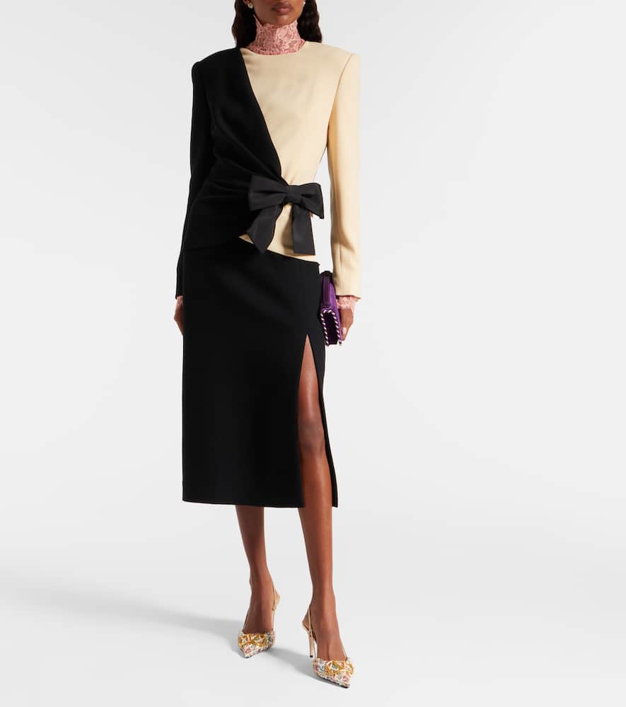 Silk-trimmed virgin wool midi dress