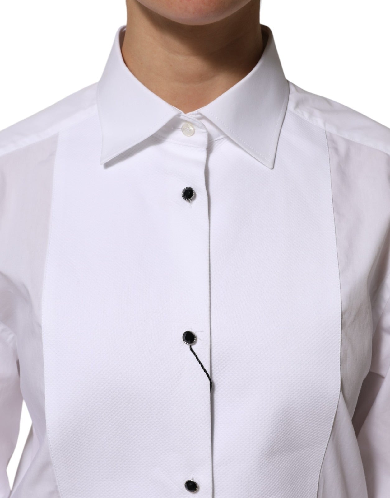 Cotton Tuxedo Bib Dress Shirt — White
