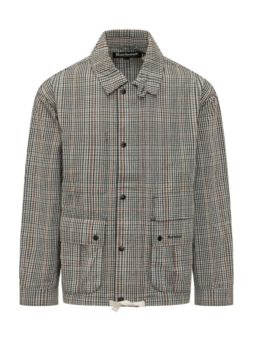 Beige Checks Shirt Collar Jacket