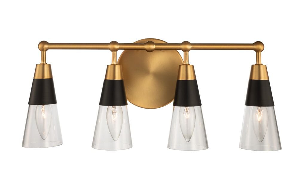 Ponti 4-Light Bathroom Vanity Light in Matte Black with New Bra