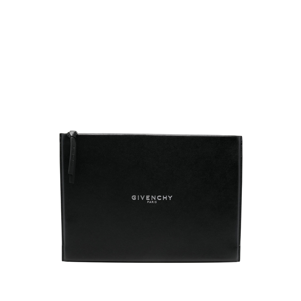 Large Antigona Stamped Logo Leather Clutch Bag